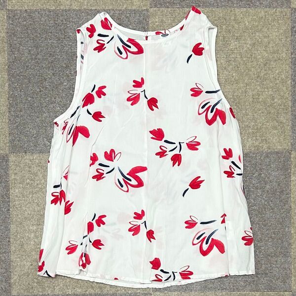新品 未着用 OLD NAVY オールドネイビー カットソー トップス ノースリーブ 花柄 レディース ホワイト Sサイズ