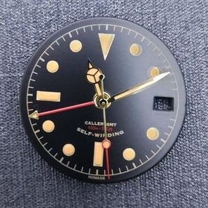 文字盤+4針セット ヴィンテージ レトロ マットブラック NH34 GMT SEIKO MOD 黒文字盤 GSメタル 限定1セット