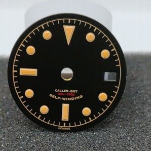 文字盤 ヴィンテージ レトロ マットブラック NH34 GMT SEIKO MOD ノーロゴ 黒文字盤 dial