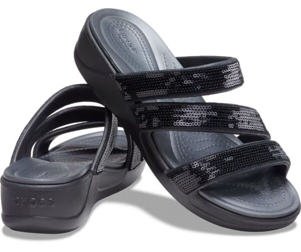 CROCS Boca Sequins Strappy Wedge クロックス ボカ シークイン ストラッピー ウェッジサンダルW8