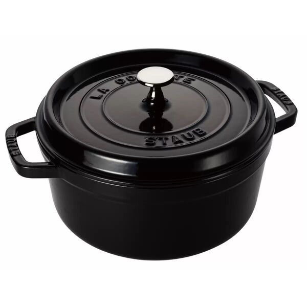新品未使用 ストウブ STAUB 鋳物ホーロー鍋 ピコ・ココットラウンド 22CM シャイニーブラック 鋳鉄 40508-886