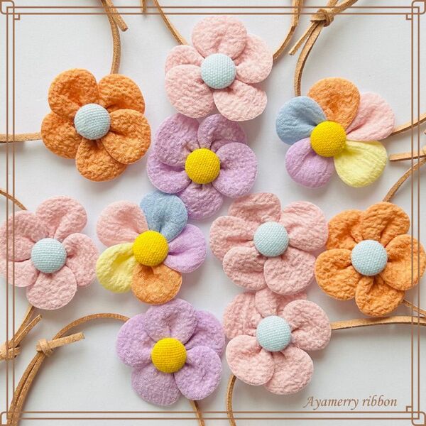 お花のチョーカー くすみカラー 10本 トリミングチョーカー 犬用 猫用 ハンドメイド