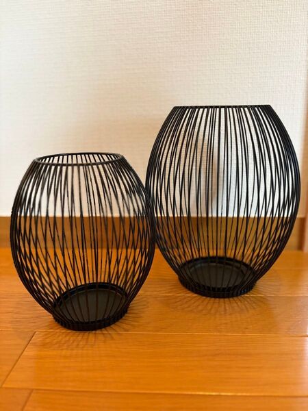 キャンドルホルダー 和 モダン 黒 大小セット シンプル