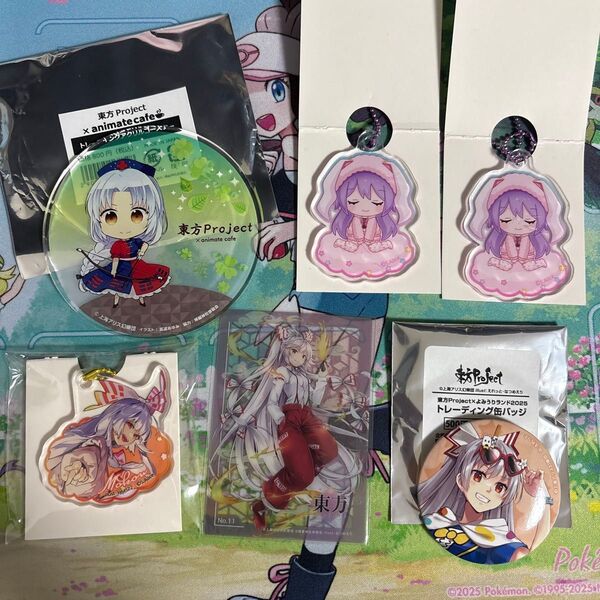 東方Project 永琳 鈴仙 妹紅 コースター キーホルダー 缶バッジ 6個セット