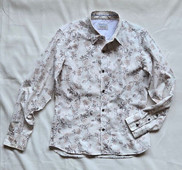 NICOLE CLUB FOR MEN ニコル クラブ フォーメン 総柄 ボタニカル バラ 花柄 コンチョ 金属ボタン 長袖シャツ