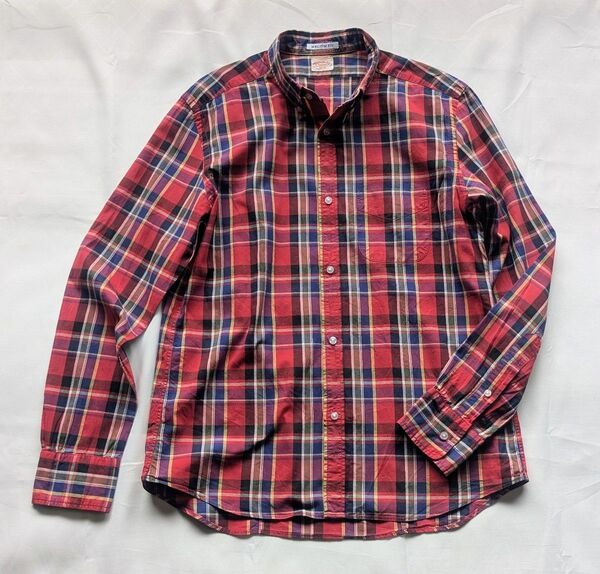 BEAMS ビームス チェック ワークシャツ レッド 赤 暖色系 マドラス タータン チェック 長袖 ボタンダウン シャツ