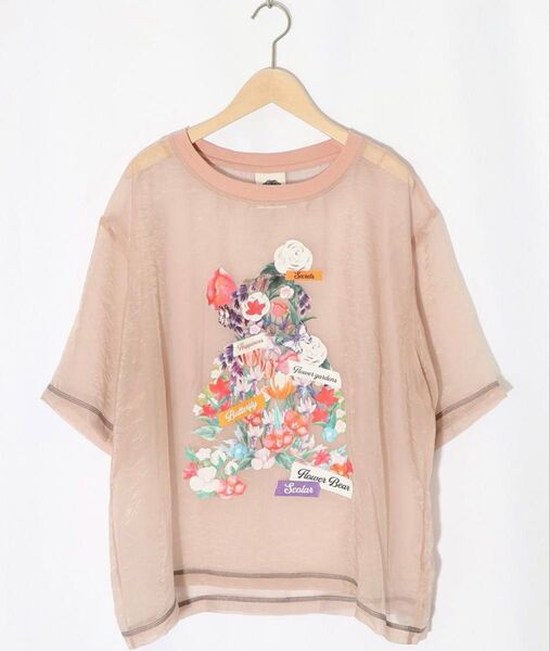 スカラー scolar 152662:クマシルエット花柄シアープルオーバー