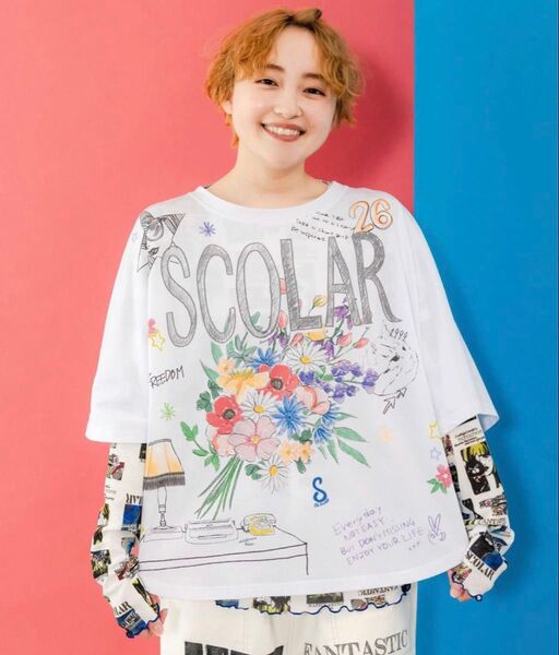 スカラー scolar 152685:スカラーロゴ花束柄 接触冷感プルオーバー