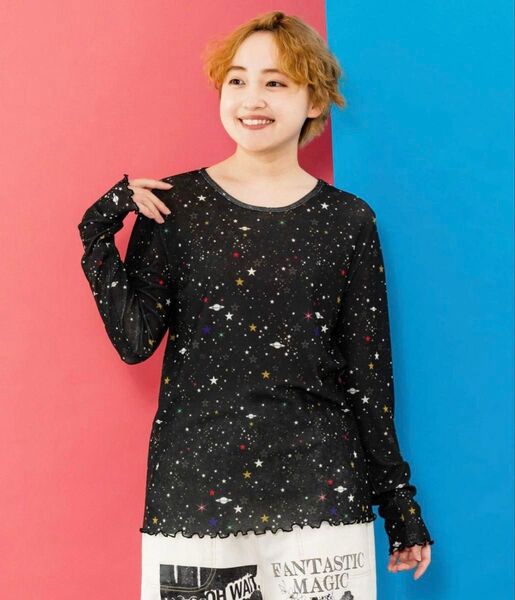スカラー scolar 152691:アート・宇宙・花柄 3柄展開 接触冷感シアーロンT