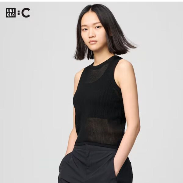 ユニクロC メッシュクルーネックセーターノースリーブ X L