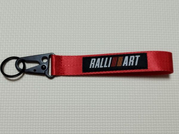RALLIART キーホルダー レッド ストラップ チェーン ラリーアート MITSUBISHI 三菱 ランサー ランエボ デリカ