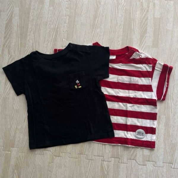 BREEZE UNIQLO 子供服 Tシャツ 2枚セット 80サイズ ミッキー ボーダー