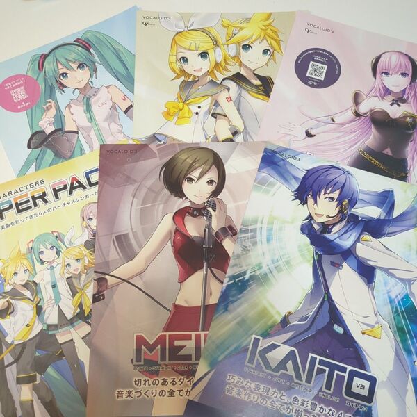VOCALOID 販促フライヤー 6枚セット 初音ミク 鏡音リンレン KAITO MEIKO