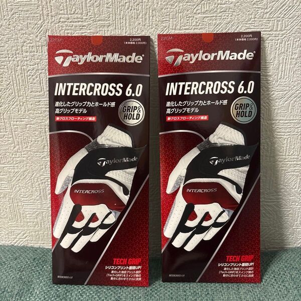 TaylorMade テーラーメイド ゴルフ グローブ インタークロス 6.0 2枚セット 左手用 22cm