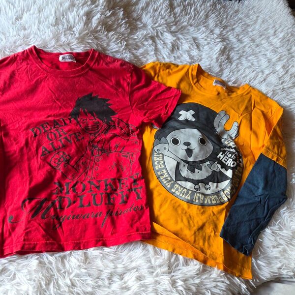 ワンピース 半袖、長袖Tシャツ 2枚セット ルフィ チョッパー(140)