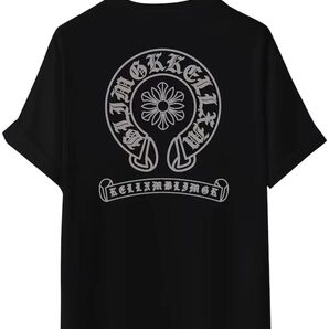 クロム Tシャツ 半袖 黒 ブラック サングラス Y2K BIG プリント