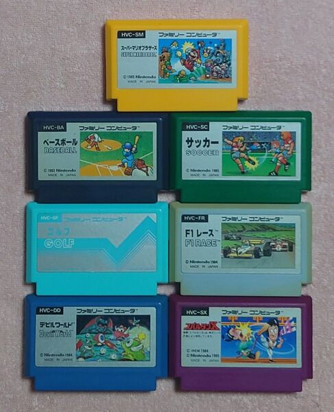 送料無料 スーパーマリオ+ベースボール+サッカー+ゴルフ+F-1レース+デビルワールド+スパルタンX 端子清掃、起動確認済