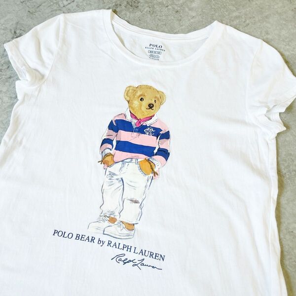 ポロラルフローレン ポロベア Tシャツ 140 キッズ 白 半袖 綿 ホワイト プリント プルオーバー