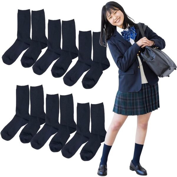 23-25cm 紺色ソックス6組 ソックス ネイビー 靴下