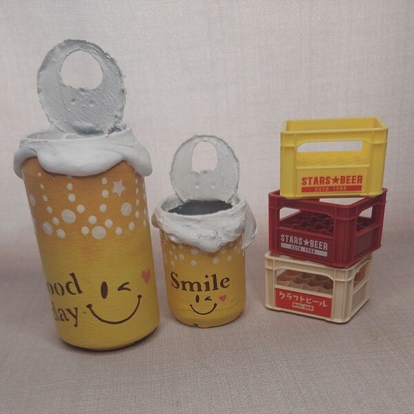 【訳あり】ニコビール缶/大小のセット⑧ 訳あり リメイク缶 ハンドメイド 小物入れ ガーデン雑貨