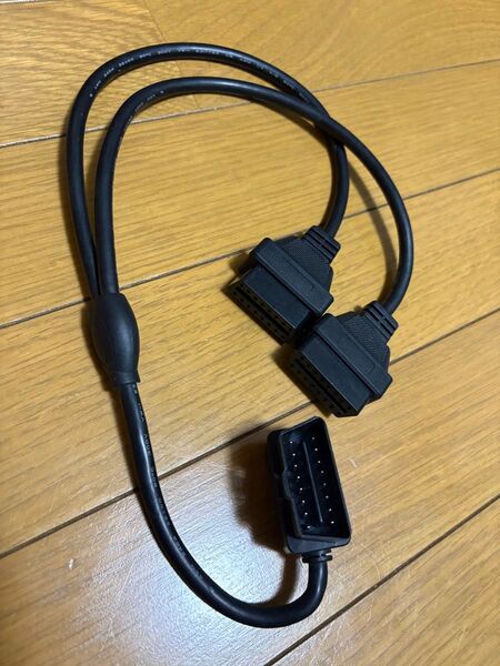 【中古】ノーブランド品 OBD2用16PIN延長2分岐ケーブル L型メスカプラー