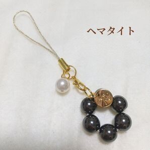 パワーストーンストラップ 天然石ストラップ ヘマタイト 開運 お守り ハンドメイド
