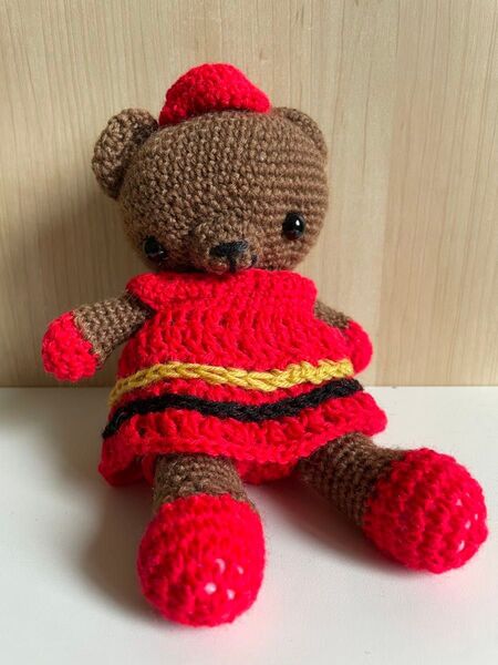 【あみぐるみ16】手編み クマのぬいぐるみ ハンドメイド