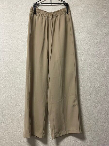 GUドローストリング イージーワイドパンツ ベージュ レディース S