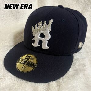NEW ERA 59FIFTY キッズ キャップ 7 1/8 王冠R刺繍 ブラック 外観美品