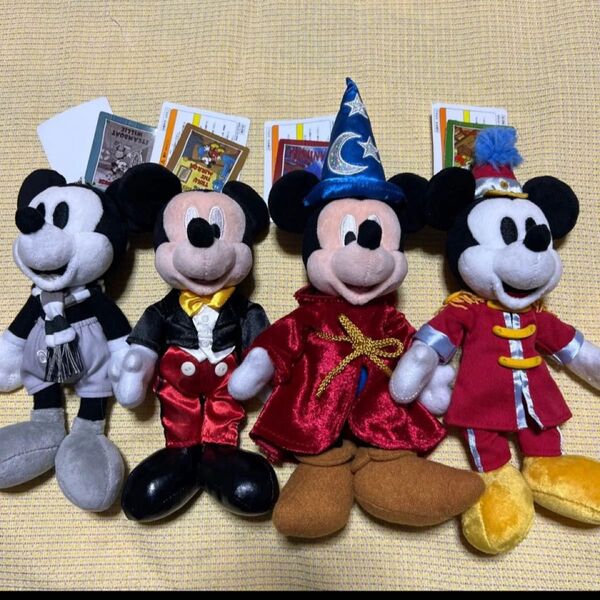 ミッキーマウス ぬいぐるみバッジ 4点セット ディズニー ミートミッキー ミトミ 魔法使の弟子 大演奏会 蒸気船ウィリー 夢物語