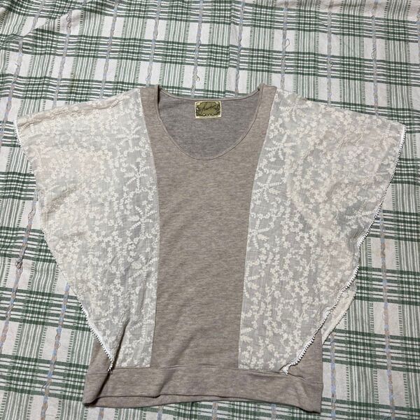 レディース トップス レース Tシャツ カットソー ブラウス ノースリーブ ベージュ