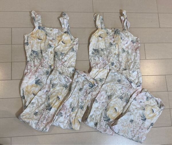 花柄 キッズ ワンピース パンツ オールインワン キャミソール 2着セット 140、135サイズ
