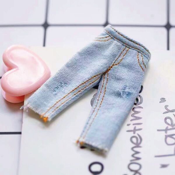 服 ズボン パンツ デニム ジーンズ オビツ11 ピコニーモp ピコドー9 ねんどろいど 水色 1/12ドール 人形 着せ替え