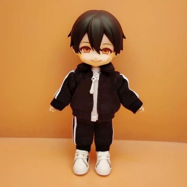 体操着 ジャージ 黒 服 ズボン 運動着 オビツ11 ねんどろいど ピコドー9 ピコニーモP 1/12ドール 人形 着せ替え 粘土