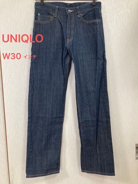 UNIQLO ストレートジーンズ デニム W30 ネイビー