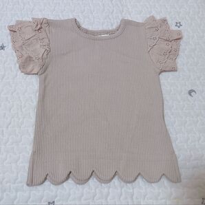 mamaraku 袖レーススカラップTシャツ