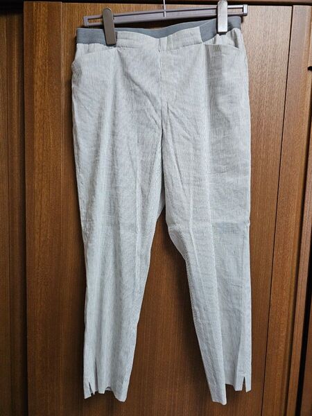 ユニクロ UNIQLO 混リネン ウエストゴム クロップドパンツ XL ストレッチ