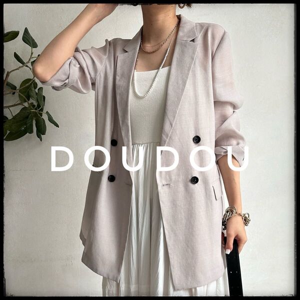 DOUDOU シアー ダブルジャケット ジャケット テーラードジャケット ベージュ