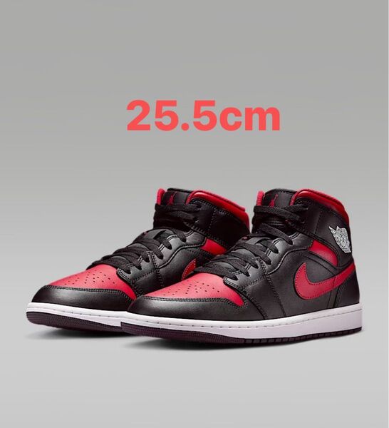 NIKE AIR JORDAN1 MID エアジョーダン1 MID 25.5cm ブラック/レッド DQ8426-067