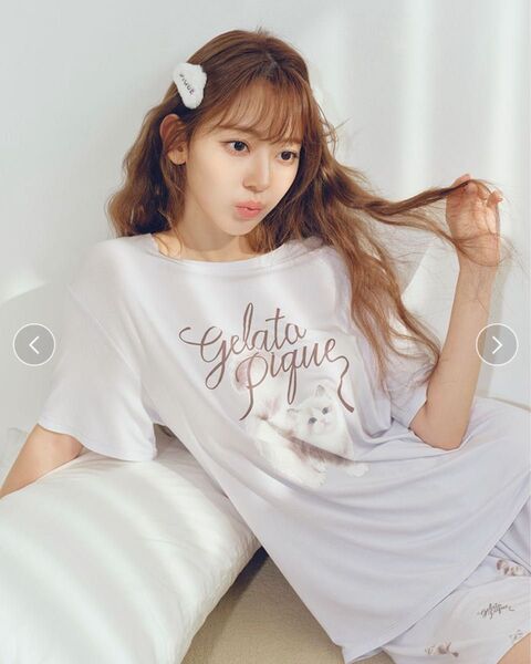 ジェラートピケ CAT柄ワンポイントTシャツ