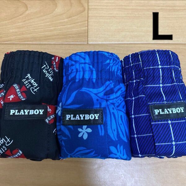 L ①プレイボーイ PLAYBOY トランクス3枚 前開き 本体綿100% メンズ紳士 アンダーウェア 肌着下着 レナウンインクス