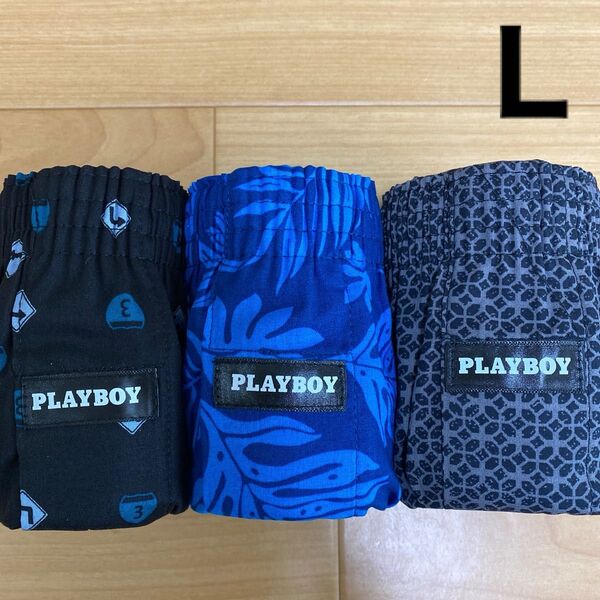 L ②プレイボーイ PLAYBOY トランクス3枚 前開き 本体綿100% メンズ紳士 アンダーウェア 肌着下着 レナウンインクス