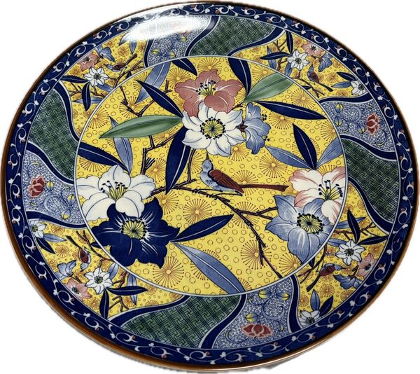 昭栄製陶JAPAN 花柄装飾の陶器皿直径約28cm