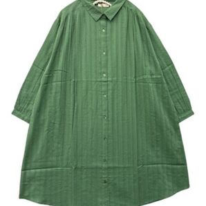 綿シャツワンピース グリーン