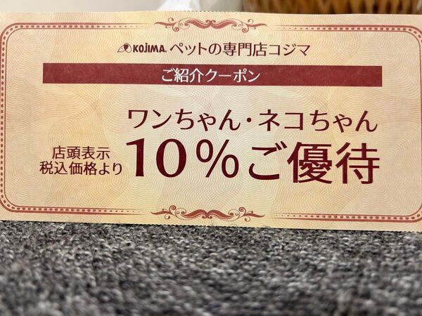 ペットの専門店コジマ ワンちゃん ネコちゃん 10%ご優待クーポン