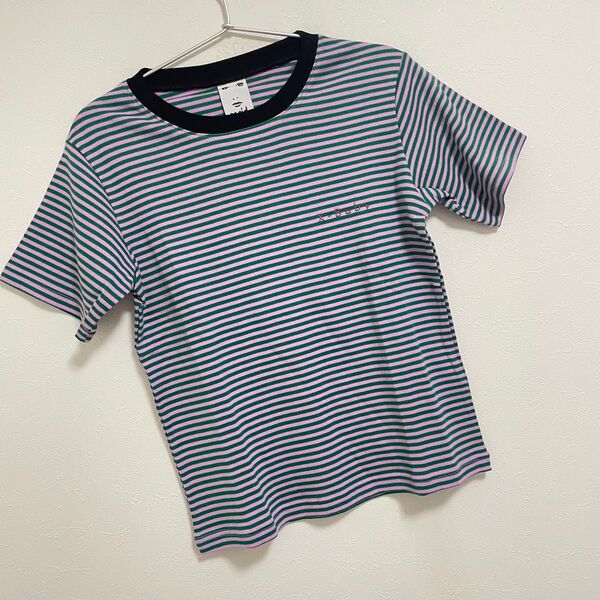 X-girl(エックスガール) XGBSSTRIPEDTEE PINK