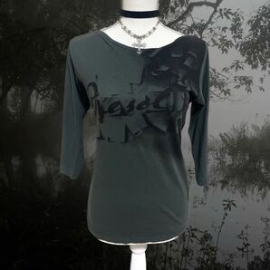 DIESEL グランジ ダークグリーン 五分袖 Tシャツ グラフィックプリント
