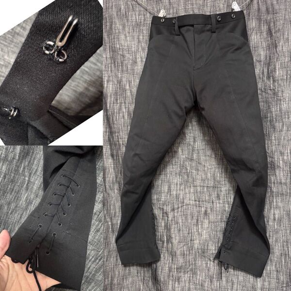 KAZUYUKI KUMAGAI カシミヤ レースアップ3Dパンツ ウール 黒