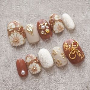 No.2200 現品販売!ネイルチップ ショート 成人式卒業式袴着物振袖和柄