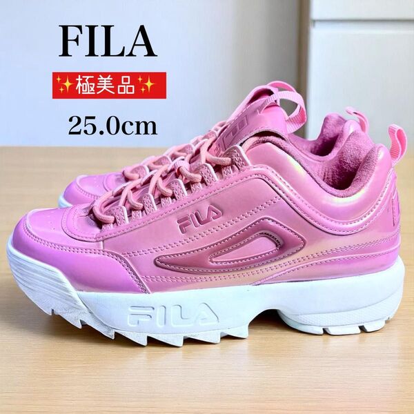 極美品 FILA フィラ ピンク スニーカー ランニング シューズ 25.0cm